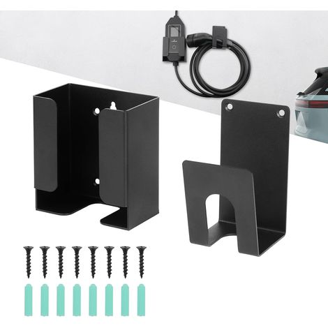 Kit Support Chargeur EV - Organisateur Mural avec Support Métallique et Crochet J pour Câble - Chargeur Véhicule Électrique Portable Pratique (1/5)