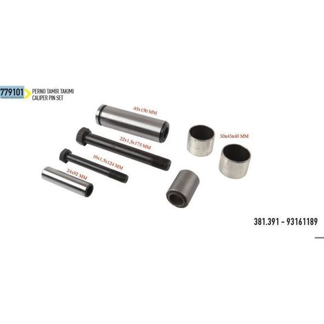 Jeu de boulons coulissants pour douilles d'étrier Iveco EuroCargo 381,391, 93161189, 779101