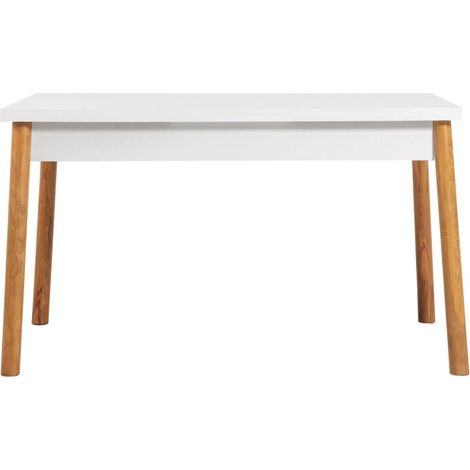 Table à manger AUCUNE COSTA rectangulaire 120x75x77 cm Pin Atlantique / Blanc (1/4)