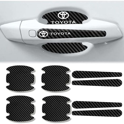royaluxe -Lot de 8 autocollants de poignée de porte en fibre de carbone anti-rayures Protection poignée tasse protecteur pour Toyota- (1/5)