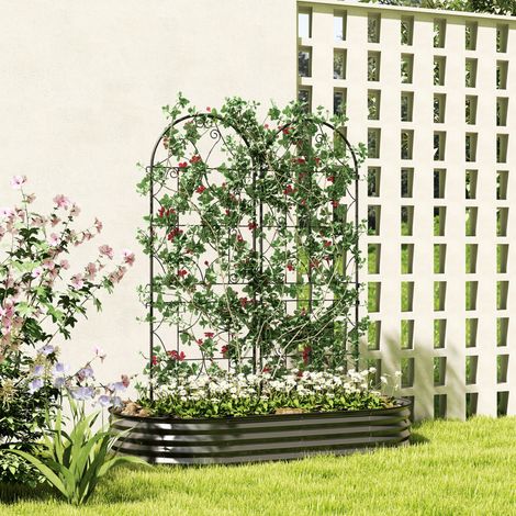 Treillis métallique pour plantes grimpantes, lot de 2, 50 x 150 cm, noir DESVIAE (1/5)