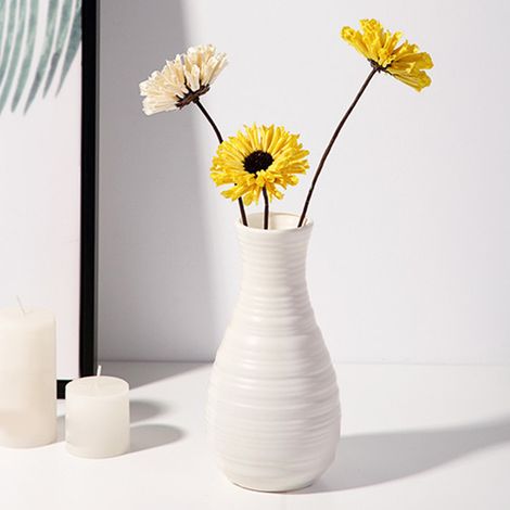 Jarrón tipo B – Blanco (PE) – Jarrón de imitación de estilo nórdico para flores secas, duradero y multifuncional para la decoración de la sala de estar/comedor. (1/5)