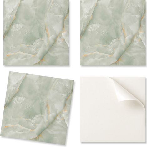 Baldosas de vinilo listas para instalar con estampado decorativo, dise帽o de m谩rmol natural, 20x20x20 cm.