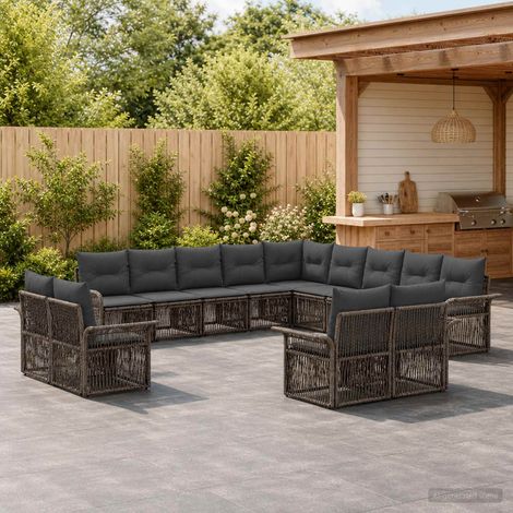 Set Divano da Giardino 13 pcs Grigio e Grigio Scuro polyrattan vidaXL (1/5)