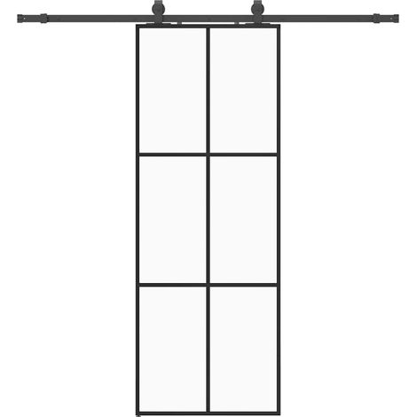 Maison Exclusive - Schiebetür mit Beschlag Schwarz 76x205 cm ESG-