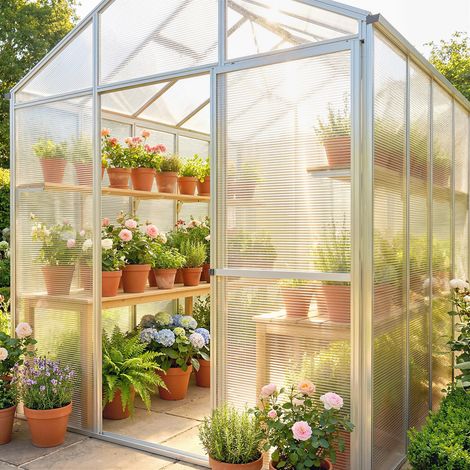 Lot de 10 panneaux alvéolaires polycarbonate 120x60 cm anti-UV, découpables, pour serre, abri voiture, auvent (1/5)