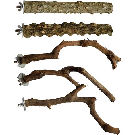 5 x Natural Perches for Birds, Wooden Perches for Parrot, Wooden Bird Toys, Swings, Ladders, Perch (1/5)