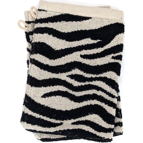 Lot de 2 gants de toilette absorbants coton ZEBRA beige