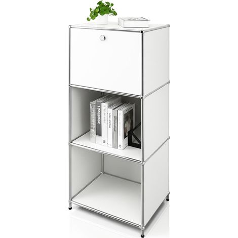 Metallregal Concept Epure MK-107 4-stöckiges Aufbewahrungsregal mit verschließbarem Fach & Ablagen Weiß
