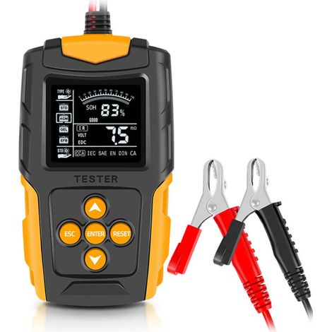 1 testeur batterie voiture 12 V/24 V, écran LCD numérique, analyseur SOH/SOC/CCA/IR, pour voitures, camions et motos (1/5)