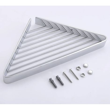 (Chrome Taille A) Étagère de rangement d'angle murale en acier inoxydable 304 pour salle de bain, panier triangulaire gris/noir/argenté (1/5)
