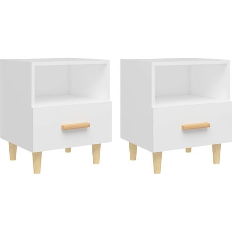 Juego de 2 mesitas de noche con cajón y compartimento abierto 40 x 35 x 47 cm madera de ingeniería blanca DEC034910