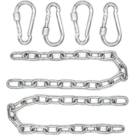 2x50cm Cadena para Sillas Colgantes hasta 230kg 4 Mosquetones Fijación Hamaca (1/5)