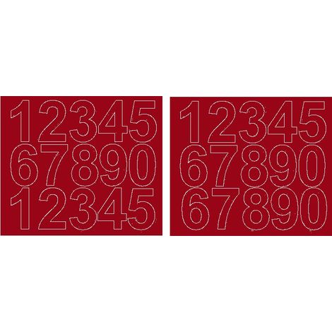 Numeri adesivi autoadesivi da 6 cm, rosso scuro lucido (1/2)