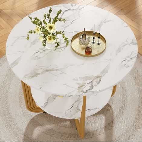 Conjunto comedor mesa redonda 80 cm con 4 sillas OKMYHOME (1/5)