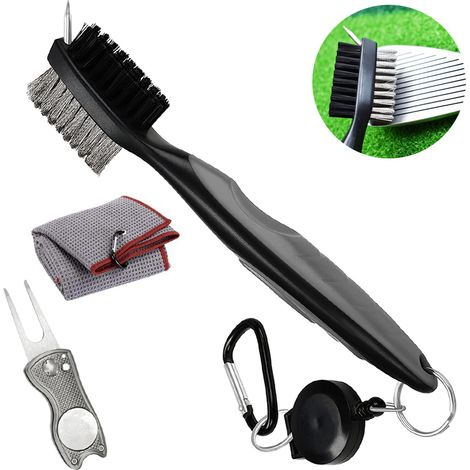 Serviette Microfibre Motif Gaufre - Brosse Nettoyante Pour Clubs De Golf - Outil À Divots Pliable Avec Marqueur De Balle Magnétique - Lot De 1 (1/5)