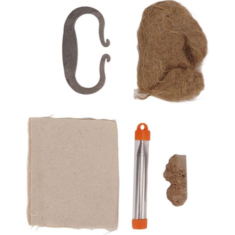 Meule à feu et acier, kit de démarrage de feu avec faucille et corde en coton, ensemble original pour camping extérieur (1/5)
