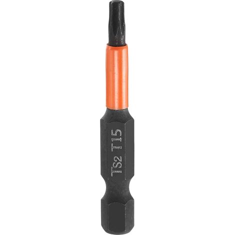 Embout Tournevis Torx T15 Tige Hexagonale 1/4" Longueur 2" (50mm) (1/5)