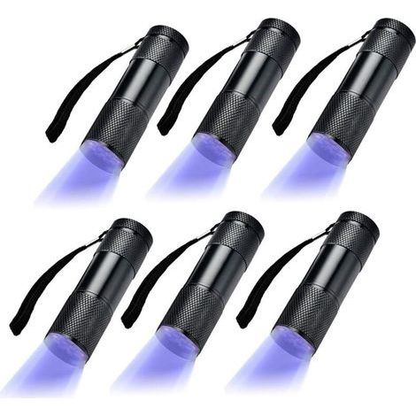 Lot de 6 UV Ultra Violet Blacklight 9 LED Lampe de Poche Lampe Torche Extérieur Etc.- (1/5)