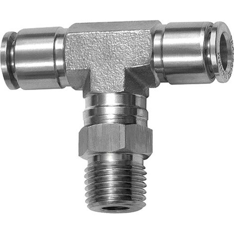 Riegler T-Steckverschraubung, drehbar, R 1/4 a., Schlauch-Ø 8, ES 1.4404 (1/3)