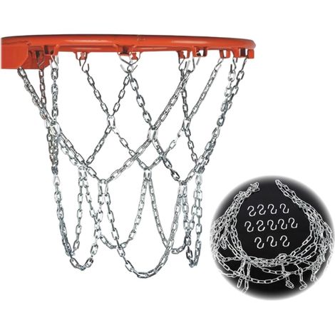Chain Basketball Net with 12 Hooks,Galvanized Basketball Net,Outdoor Metal Basketball,Replacement Basketball Net,for School Auditorium,Outdoor Basketball Court (1/5)