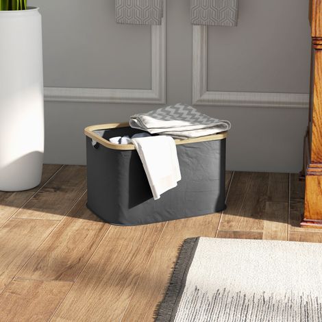 Panier à linge pliable 36 L corbeille sale avec poignées rainurées pour salle de bain chambre à coucher buanderie