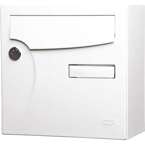 Renz – Boîte aux lettres normalisée 1 porte extérieure – Acier blanc brillant – Serrure antieffraction – Dimensions 28.5x28.5x15 cm