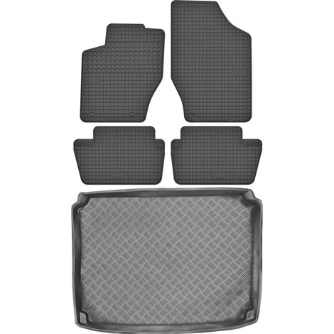 Ensemble de tapis de sol en caoutchouc + tapis de coffre pour Citroën C4 I Coupé (2004-2010).