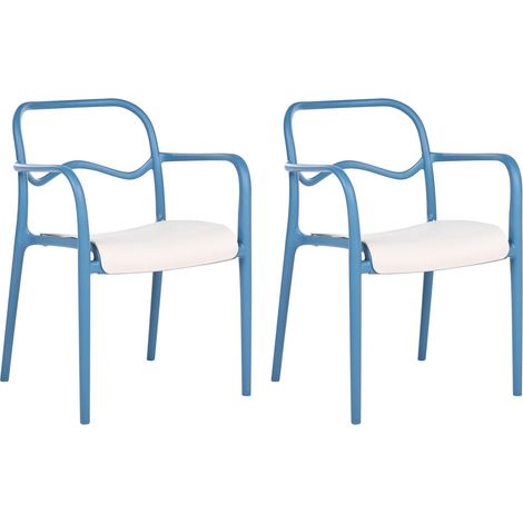 Set di 2 sedie da giardino impilabili in plastica per tutte le stagioni blu e beige Thasos