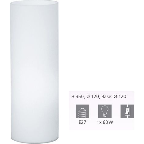 Eglo Lampada da tavolo Geo, lampada da tavolo uno punto luce, lampada da comodino in vetro, bianco, opaco, E27, interruttore incl (1/5)