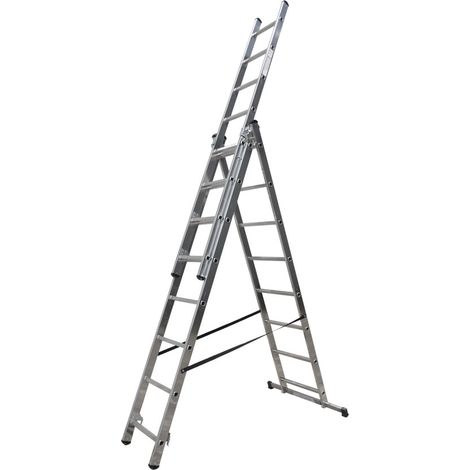Echelle transformable 3 plans 3x8 échelons 4,6m/5,45m en aluminium Hailo HobbyStep Type d'embouts - Embout classique (1/5)