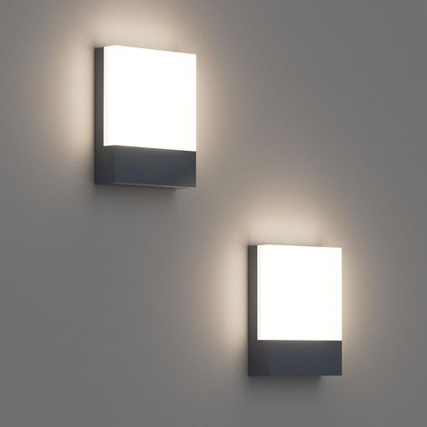 Lot de 2 24W Lampe Murale LED Interieur/Exterieur, Applique Murale Anthracite Modernes en Aluminium, Éclairage Mural pour Entrée Couloir Escaliers, Blanc Neutre 4500K, 1500Lumen (1/5)