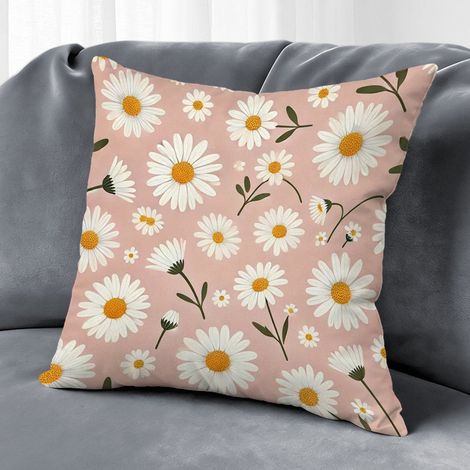 Housse de coussin fleurs printanières, décoration canapé intérieur,50×50cm (1/5)