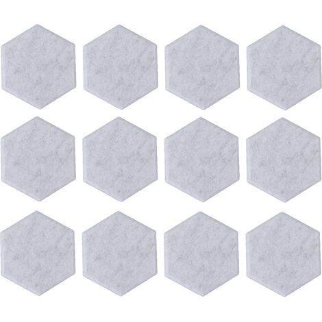 Lot de 12 panneaux acoustiques hexagonaux haute densité, insonorisants, à bords biseautés, 14 x 12 x 7 cm, gris argenté (1/5)
