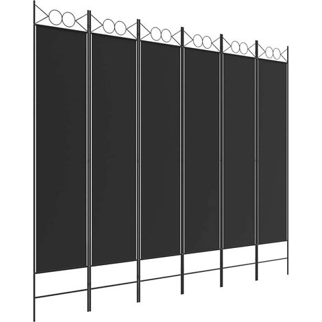 Paravent Cloison de séparation 6 panneaux, Pour Jardin, Balcon, Terrasse Noir 240x200 cm Tissu OIB8479E