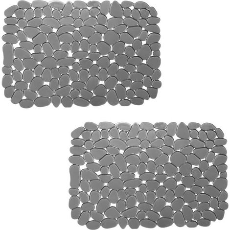Set of 2 Kitchen Sink Mats, 40 x 30 cm, DIY Kitchen Sink Mat, Sink Drain Mat with Faucet Drain for Dishes, Glasses, Vegetables. Gray (1/5)