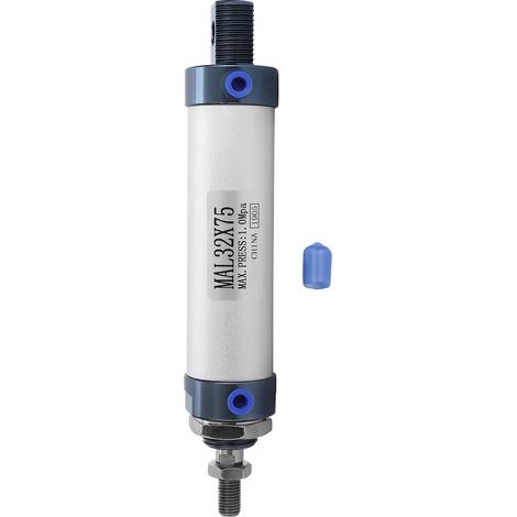 Vérin pneumatique double effet 32mm, course 75mm, en aluminium pour espaces restreints (1/5)