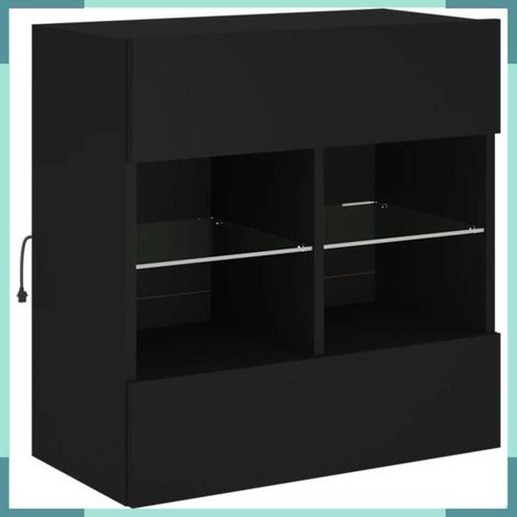 837093 Meuble TV mural avec lumières LED noir 58,5x30x60,5 cm (1/5)