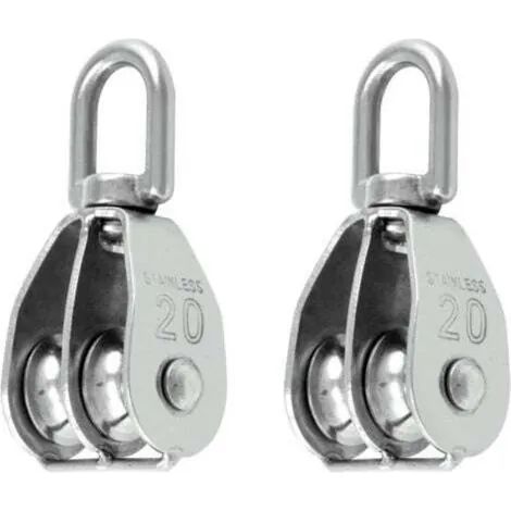 Poulie double pivotante M20 (2 pièces) en acier inoxydable 304 (1/3)
