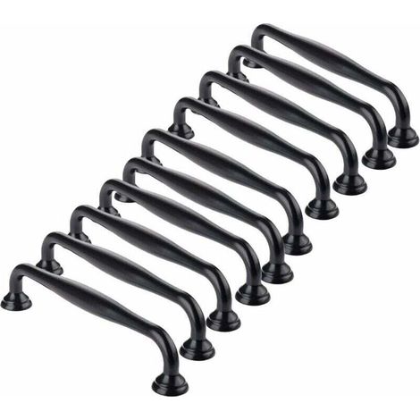 Set mit 10 schwarzen Möbelgriffen – schwarze Küchenschrankgriffe, Türgriffe, Schubladengriffe, Schlafzimmergriffe, 96 mm Lochabstand, Griffe für Kleiderschränke (1/5)