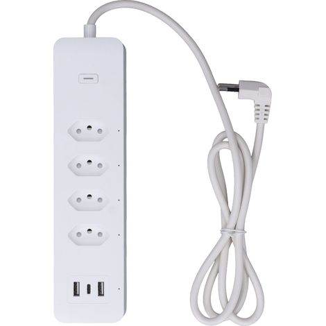 Prises multiples intelligentes WiFi Tuya 4 prises individuelles 2 USB 1 Type C 10A 250V protection surtension prise Brésil