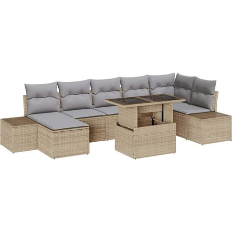 Garden Sofa Set with Cushion 8 pcs Beige and light grey vidaXL (1/5)