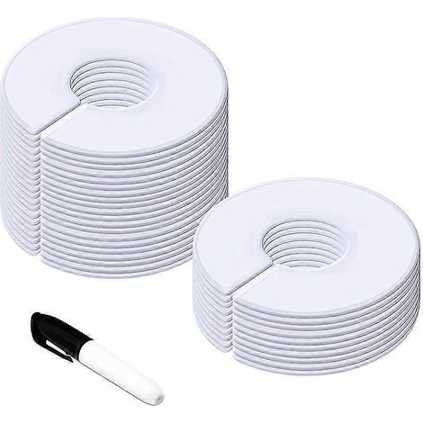 30er-Packung weiße runde Kleiderständer-Trennwände mit 1 Markierung (Außendurchmesser 3,5 Zoll, Innendurchmesser 1 Zoll). (1/5)