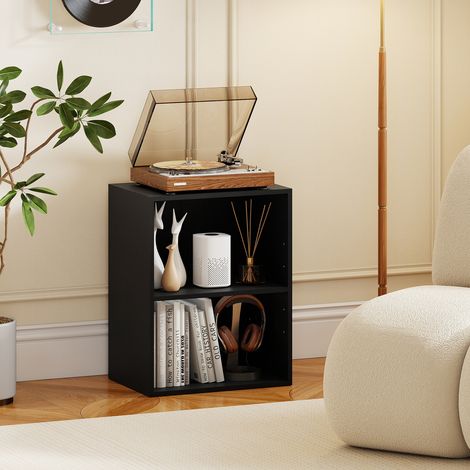 2-Cube Open Bookshelf, 3-Tier Storage Unit with 5-Position Adjustable Shelf, 42 x 29.5 x 53.5 cm, Black (1/5)