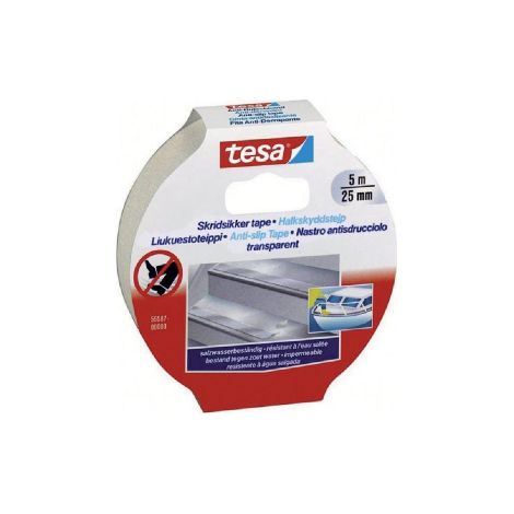 Ruban adhe'sif transparent antide'rapant Tesa 5 m h 25 mm pour marches et sols