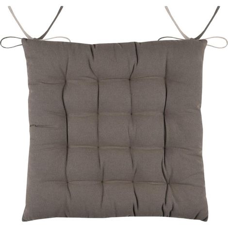 Galette de chaise bicolore Taupe 40x40 cm