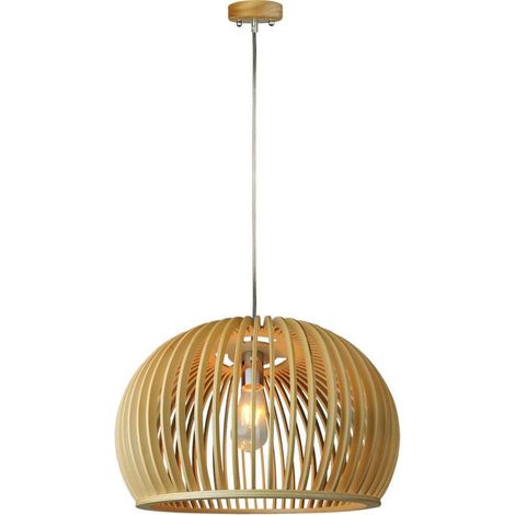 V-TAC VT-4280 Hölzerne Pendelleuchte modern mit Chrom dekorativem Lampenschirm E27 Ф440mm - SKU 40541 (1/5)