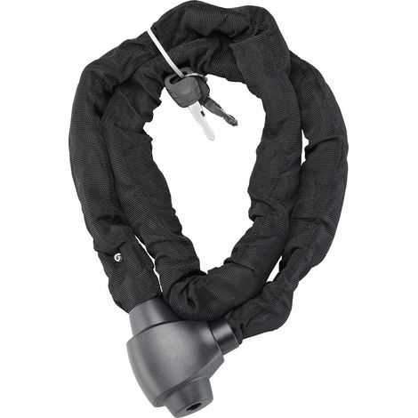 Catena d'acciaio cementato 10mm rivestita in nylon Loops, bici, moto, grate, cancelli, 1.5m, nero, 2 chiavi - THIRARD