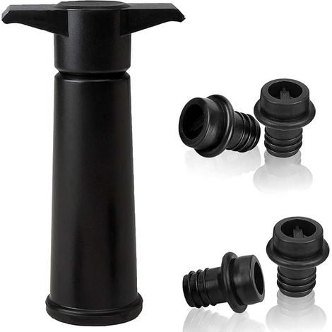 Pompe à vide de conservation du vin, bouchon de bouteille avec 4 verseurs à vin, protecteur en silicone réutilisable, bouchon de bouteille réutilisable pour garder le vin frais, convient pour la bière (1/5)