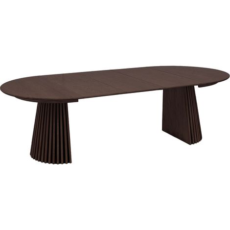 Table à manger ronde extensible LANZA 120/160-200-240 cm-Marron-Diamètre 120/160-200-240 cm (1/5)